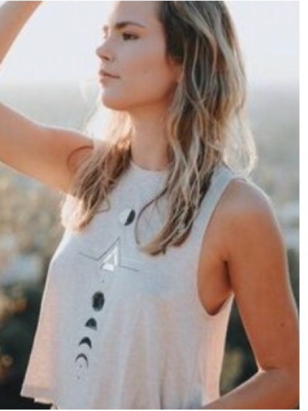 NEOCLASSICS Women's Cream Graphic Muscle Tank - Moon Phases - Picture 6 of 6